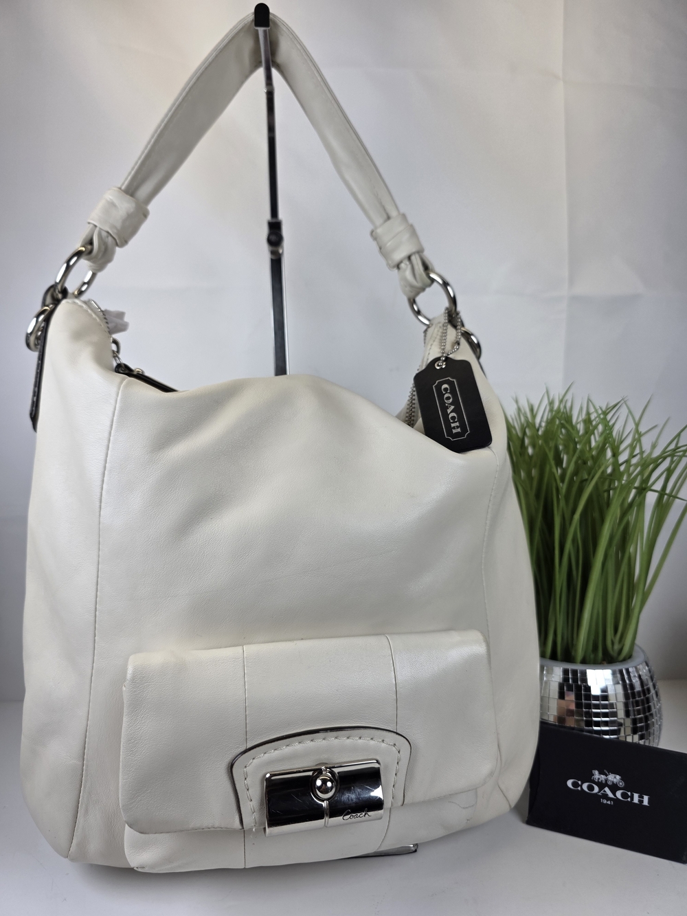 Coach Y2K Kristin Hobo White Cream Leather Shoulder Bag
